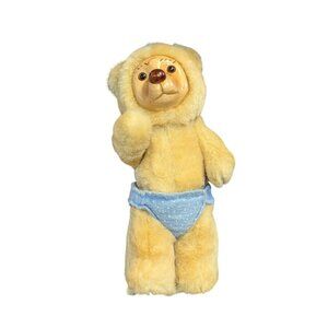 Vintage Robert Raikes Teddy Bear In Blue Diaper Ben Applause Plush & Wood Collec